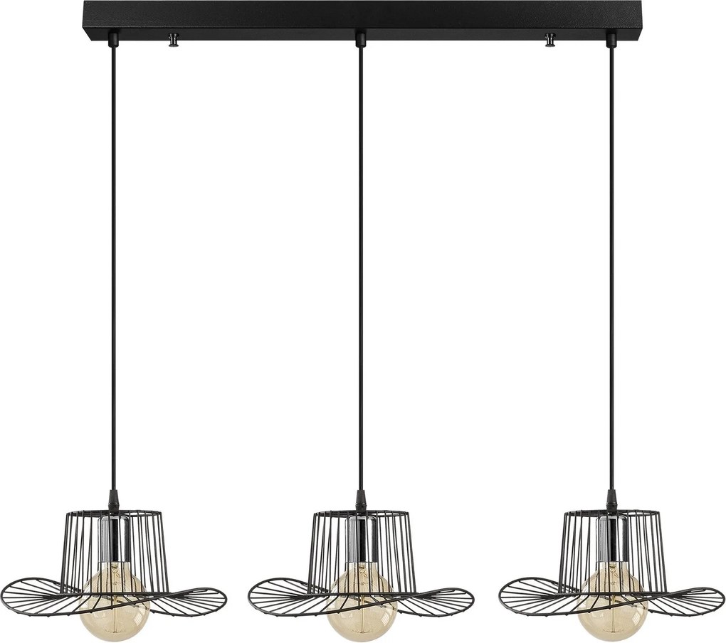 Candeeiro de Teto Tel – Preto – 100 x 30 cm
