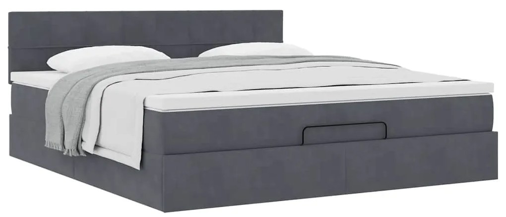 Estrutura de cama otomana com colchão 180x200cm cinzento escuro