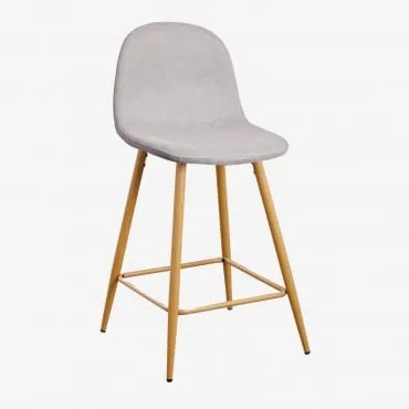 Banqueta Alta Glamm Madeira Natural & ↑65 Cm & Cinza Concreto - Sklum