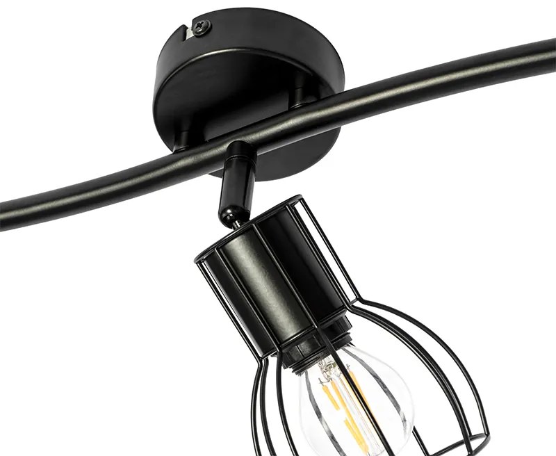 Candeeiro de teto moderno preto 63 cm 3 luzes ajustáveis - Botu Moderno