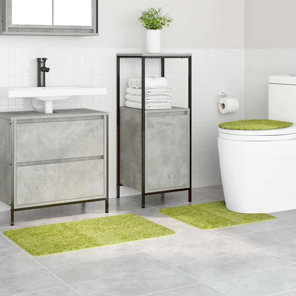Conjunto de 3 Tapetes de Banho vidaXL Verde Polipropileno Antiderrapan