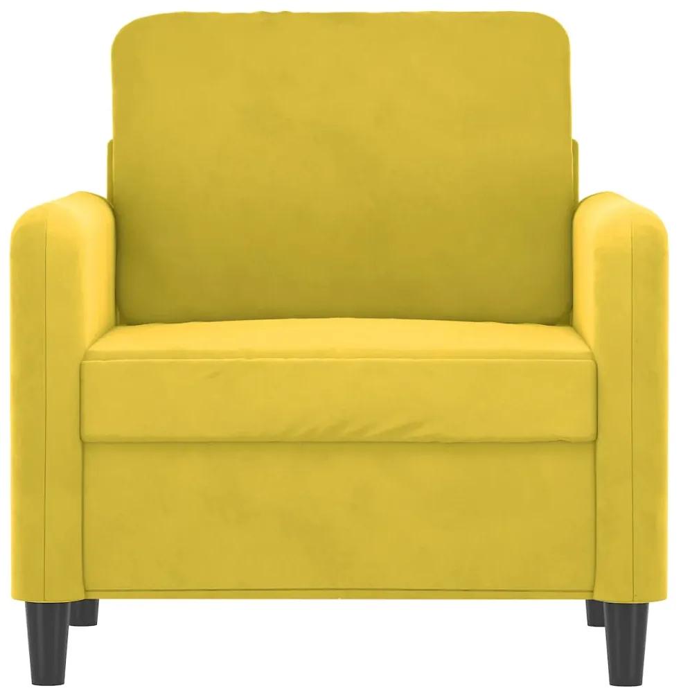 Poltrona Rute- Em Veludo - Cor Amarelo - Assento, Apóios de Braços e E