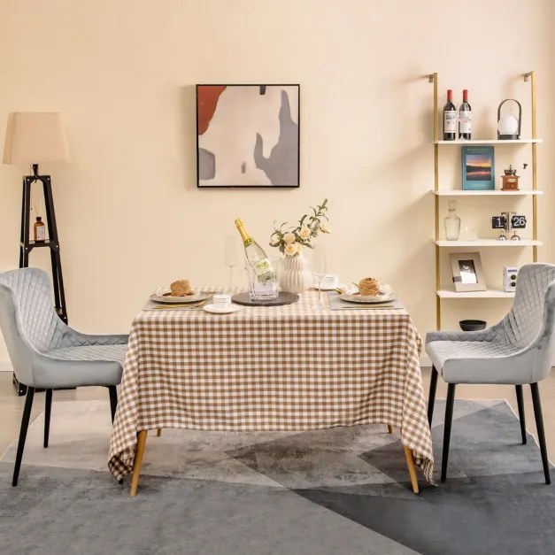 Conjunto de 2 cadeiras de jantar com pernas de metal e almofadas ajustáveis Cadeira de cozinha moderna para sala de estar 60 x 52 x 80 cm cinza