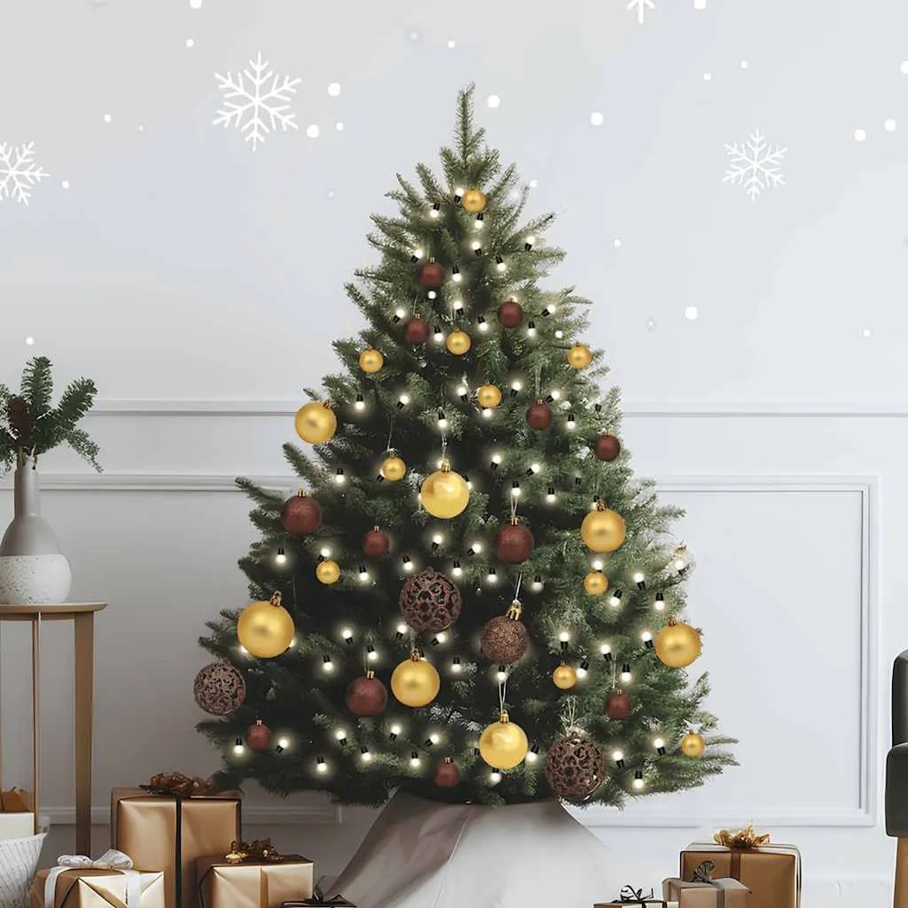 Conj. de bolas de natal 61pcs c/ pico e 150 LEDs dourado/bronze