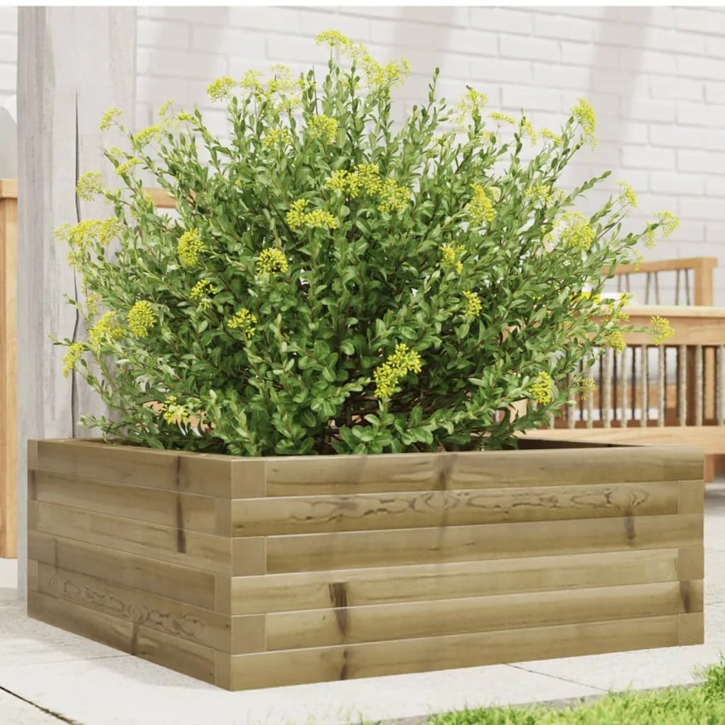 vidaXL Vaso/floreira de jardim 60x60x23 cm madeira de pinho impregnada