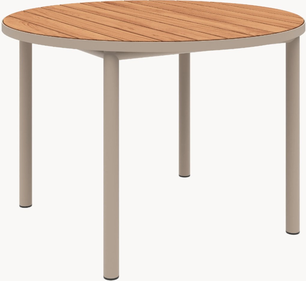Mesa de jantar redonda para jardim com tampo em madeira de teca Kirra
