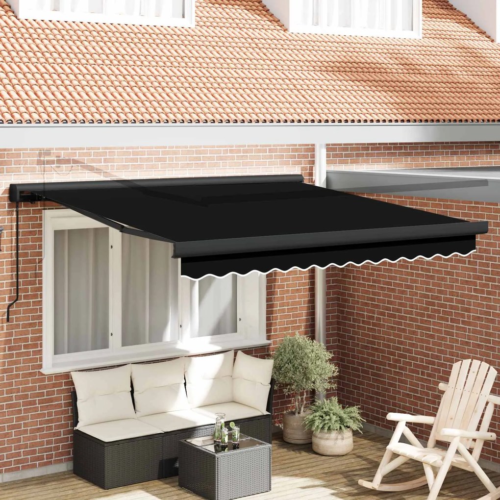 vidaXL Toldo Retrátil Preto 300 x 250 cm Tecido e Metal