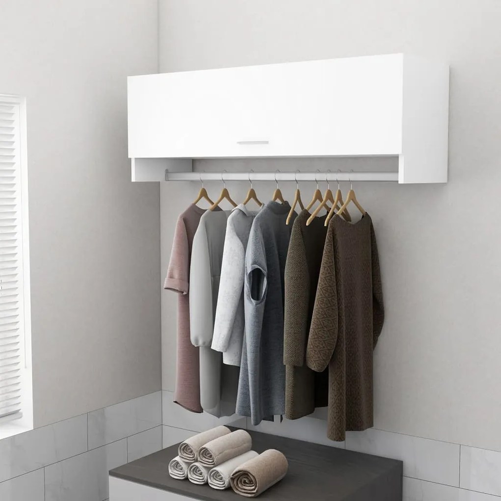 808233 vidaXL Roupeiro 100x32,5x35 cm contraplacado branco