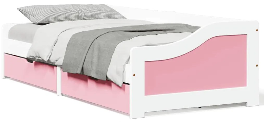 vidaXL Sofá-cama com 2 gavetas sem colchão 90x200 cm IRUN branco&amp;rosa
