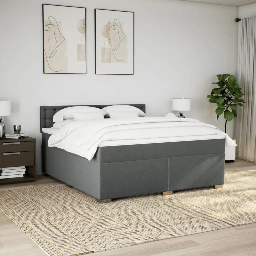 Cama com molas/colchão 180x200 cm tecido cinzento-escuro