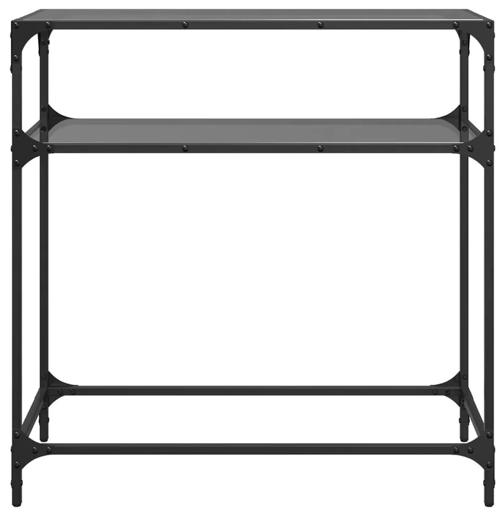Mesa de centro com tampo em vidro preto 80x35x81 cm aço