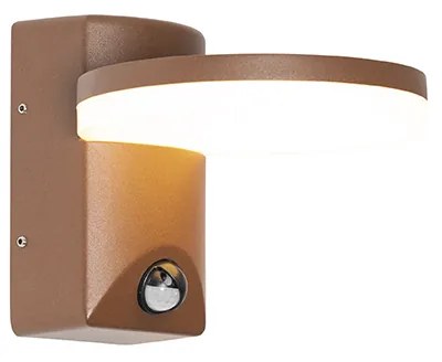 Candeeiro de parede exterior castanho ferrugem com LED IP54 sensor de movimento - Esmee Moderno