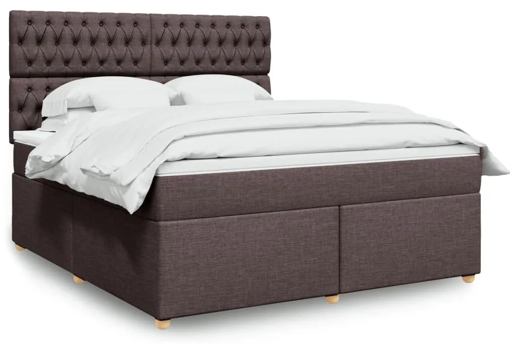 vidaXL Cama com molas/colchão 180x200 cm tecido castanho-escuro