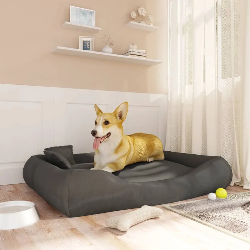 Almofadão p/ cães c/ almofadas 115x100x20cm oxford cinza-escuro