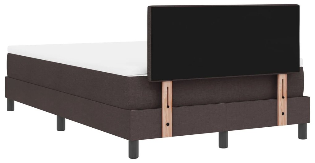 Cama Box Spring com Colchão & LED Marrom Escuro 120x190 cm Tecido