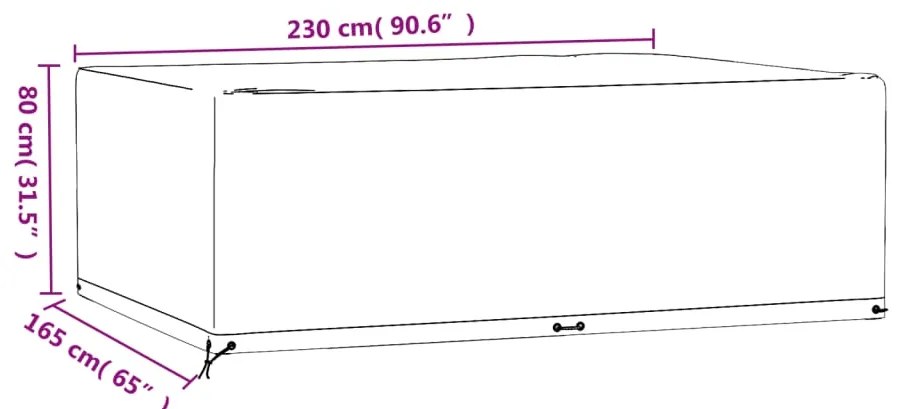 Capas móveis de jardim 2 pcs 12 ilhós 230x165x80 cm retangular