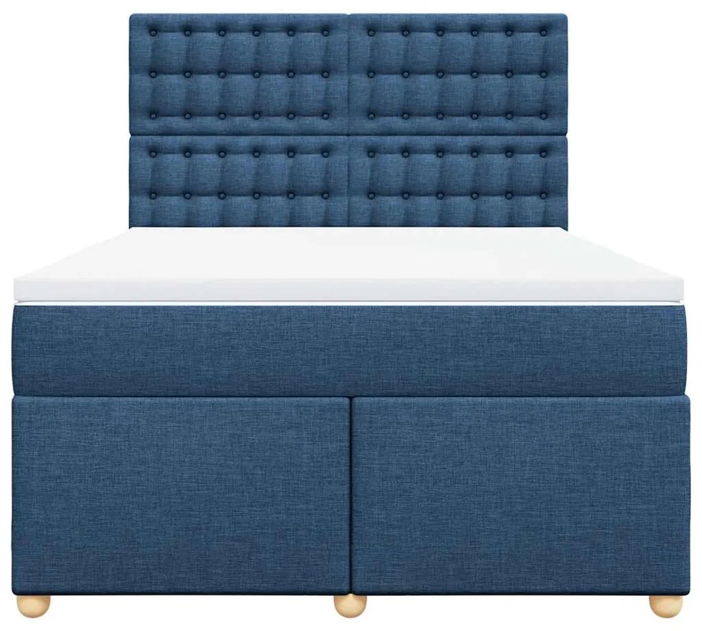 Cama com molas/colchão 140x190 cm tecido azul