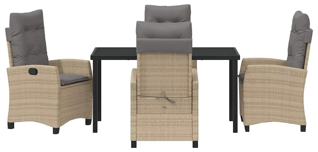 Conjunto de Jantar de Jardim de 5 Peças com Almofadas - Rattan Poliést