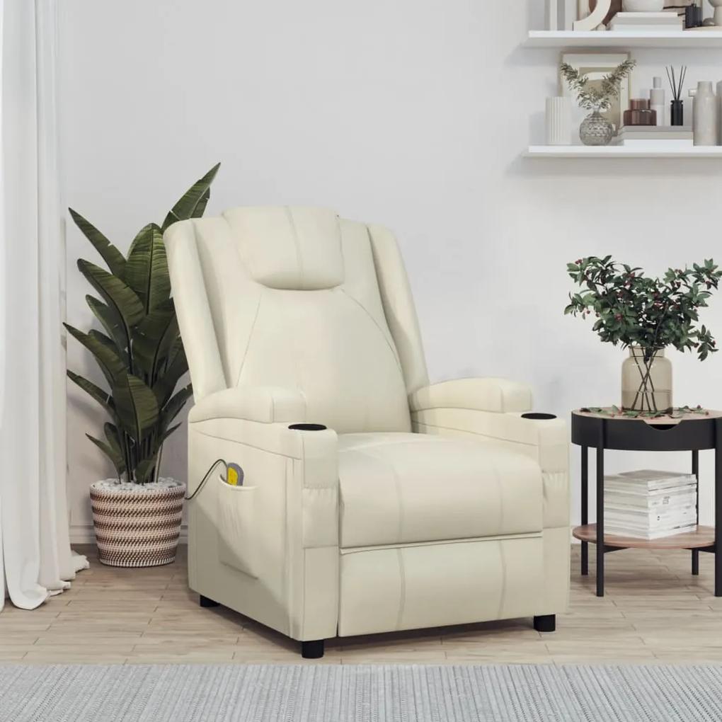 Cadeira de massagens couro artificial branco nata