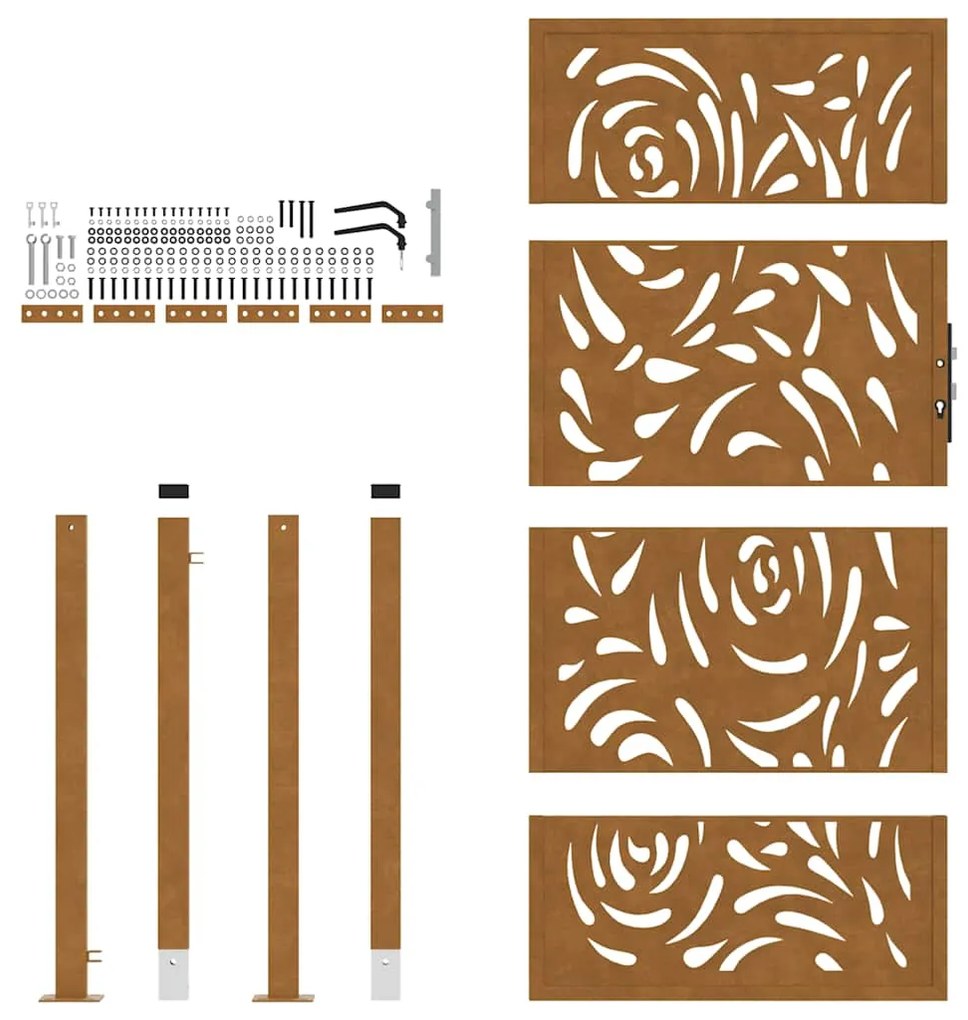 Portão de jardim 105x180 cm design de chama de aço resistente