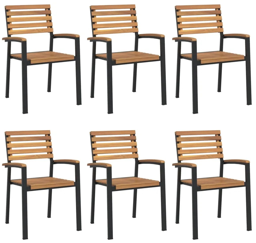 Conj. jantar p/ jardim 7 pcs madeira de acácia maciça e metal