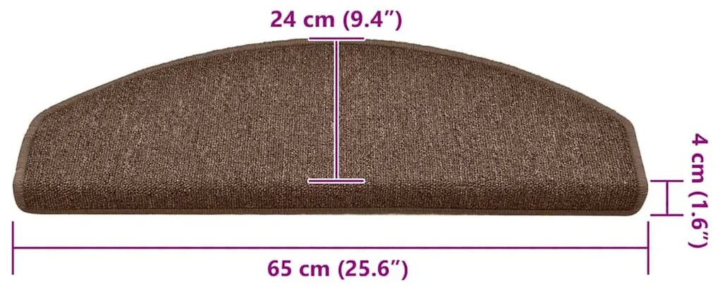 Tapetes de escada 30 pcs 65x24x4 cm castanho