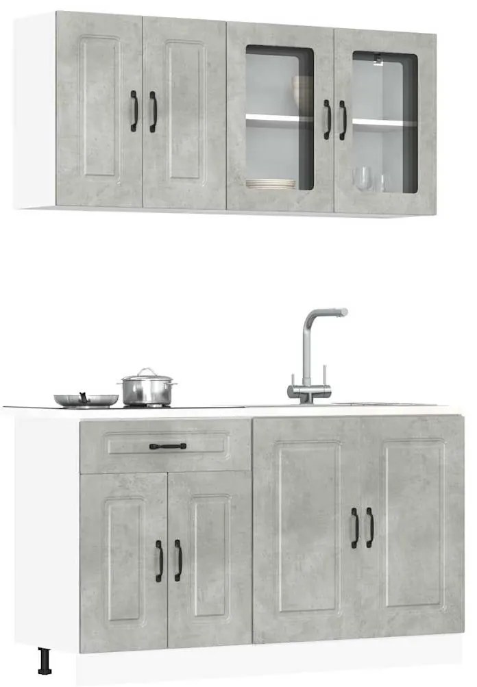 4 peças armário de cozinha conjunto Kalmar concreto cinza