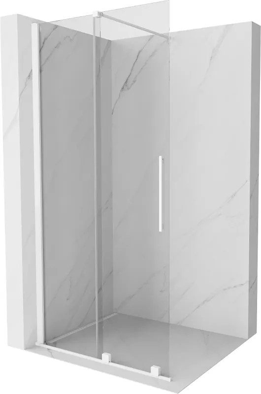 Mexen Velar parede de chuveiro deslizante Walk-in 120 x 200 cm, transparente 8 mm, branca - 871-120-000-03-20