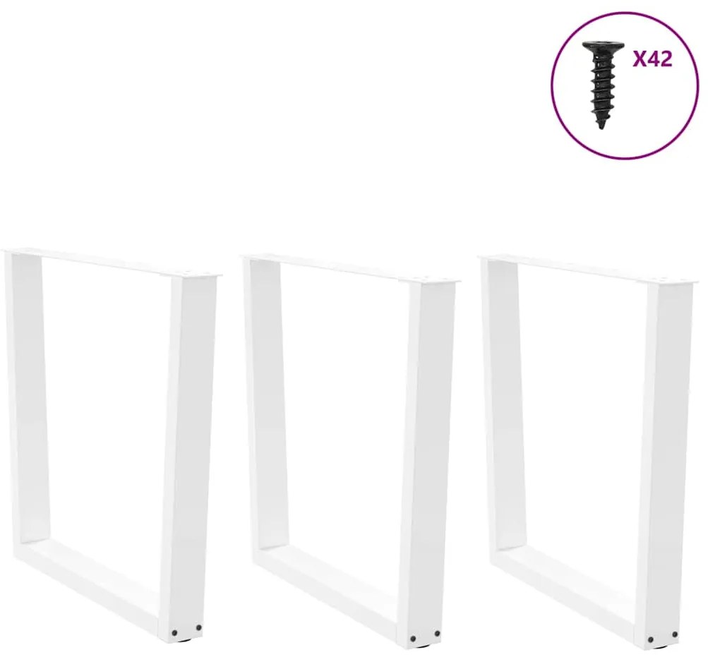 Pernas para mesa de jantar em V 3 peças, branco, 80x(72-73,3) cm, aço