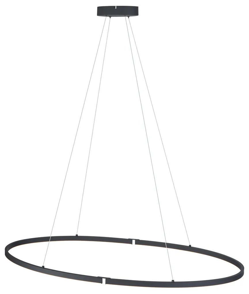 Candeeiro suspenso de design preto oval 120cm incl. LED regulável em 3 níveis - Ovallo