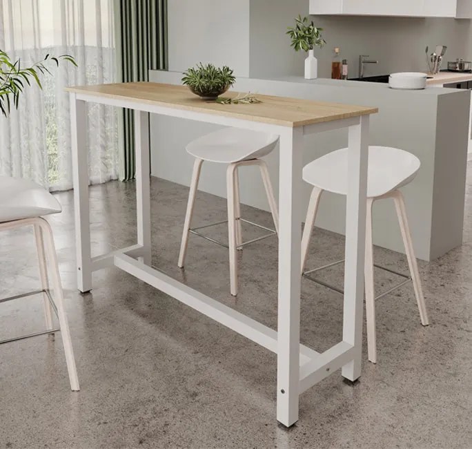 Mesa alta Anivia (140cm) blanco y sonoma