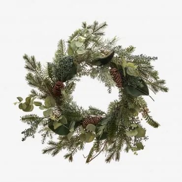 Corona Decorativa De Natal Ø50 Cm Em Rattan Com Pinhas Eirwen Erva Verde - Sklum