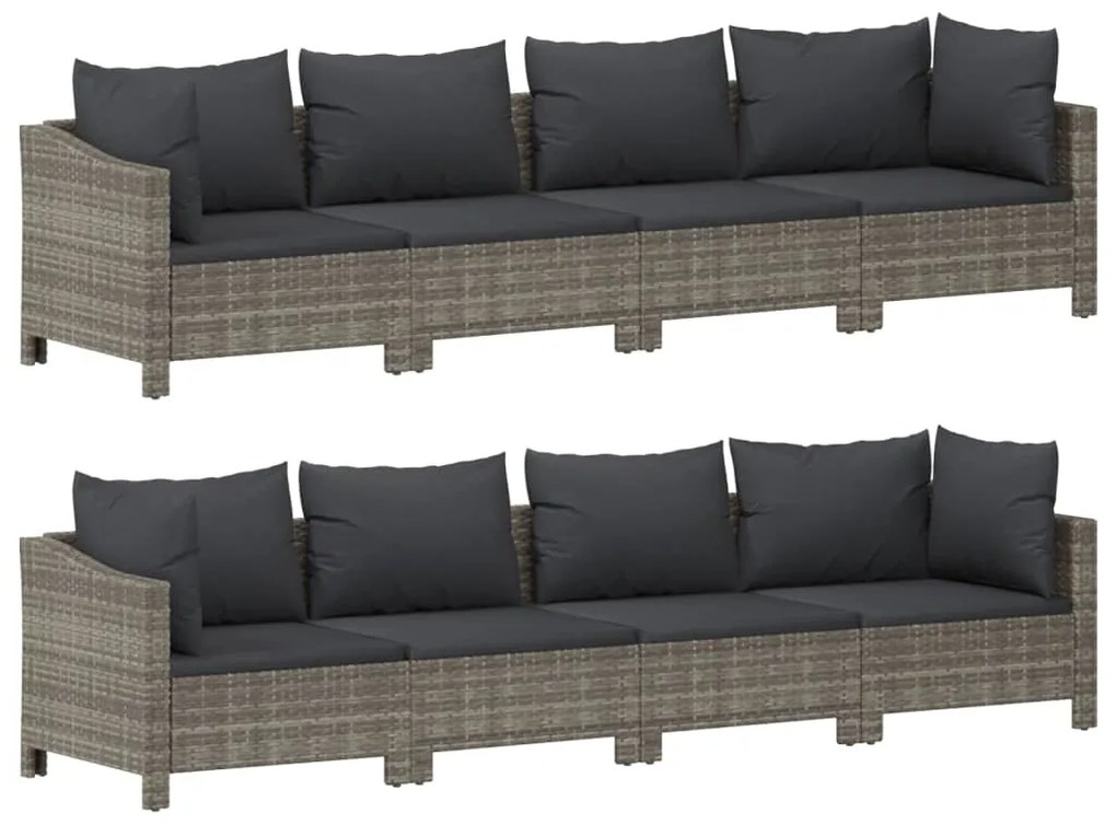 9 pcs conjunto lounge de jardim c/ almofadões vime PE cinzento