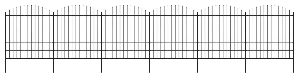 Cerca de jardim com topo em lanças (1,75-2)x10,2 m aço preto