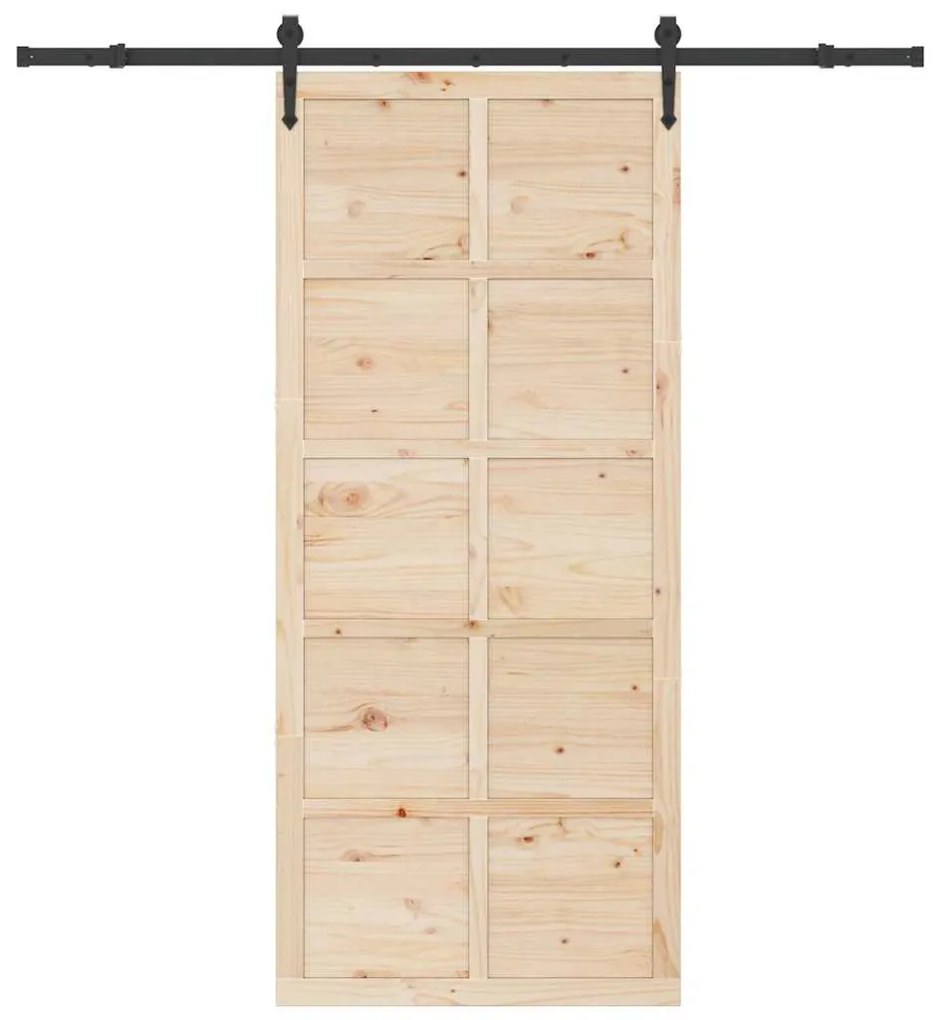 Porta Deslizante Castanho 90 x 208 cm Madeira de pinho maciça