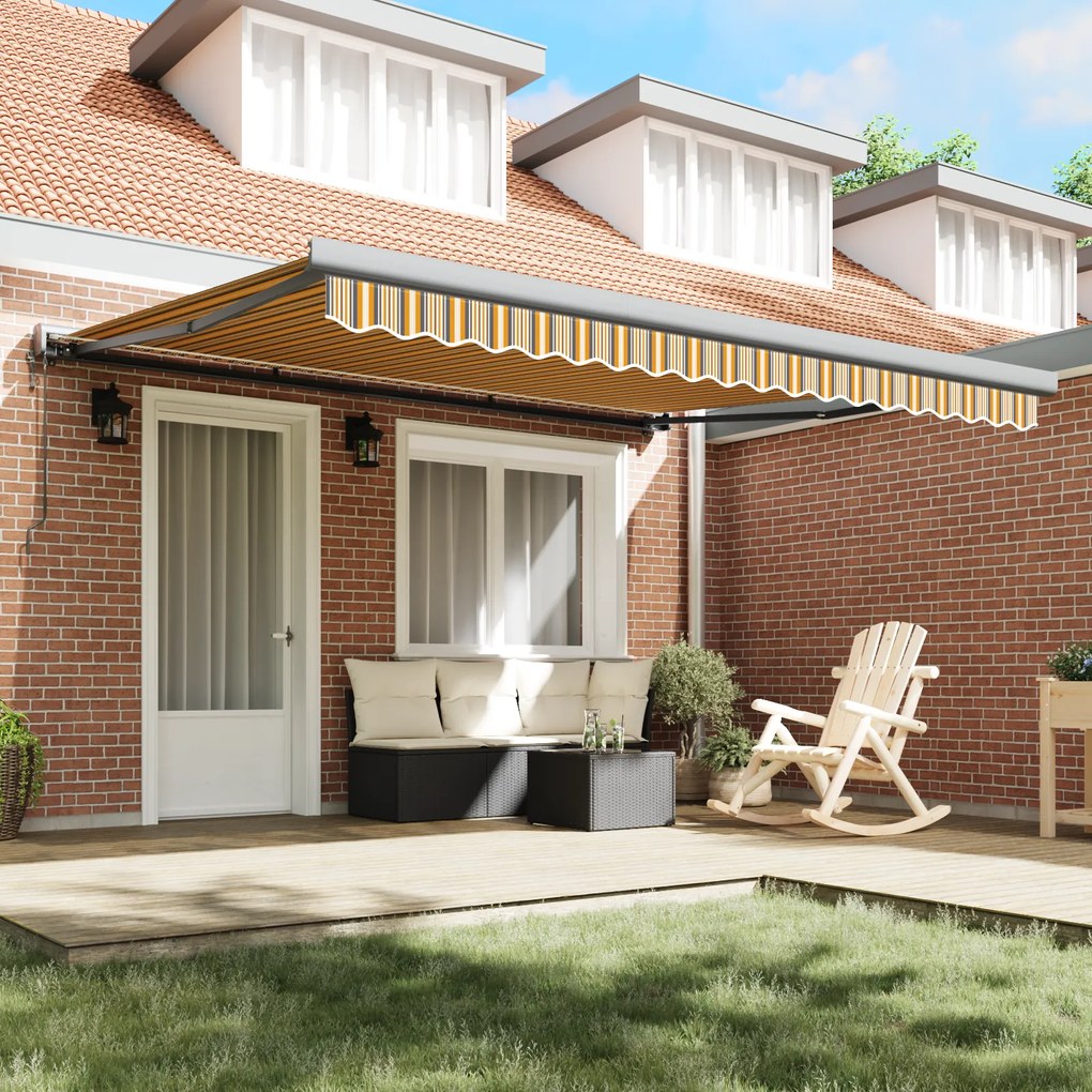Toldo Retrátil Automático Listrado Multicolorido 400x300 cm