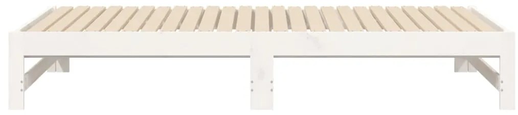 Sofá-cama de puxar 2x(75x190) cm madeira de pinho maciça branco