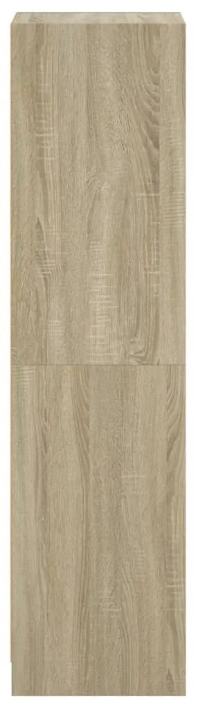 Aparador alto c/ portas de vidro 35x37x142 cm carvalho sonoma