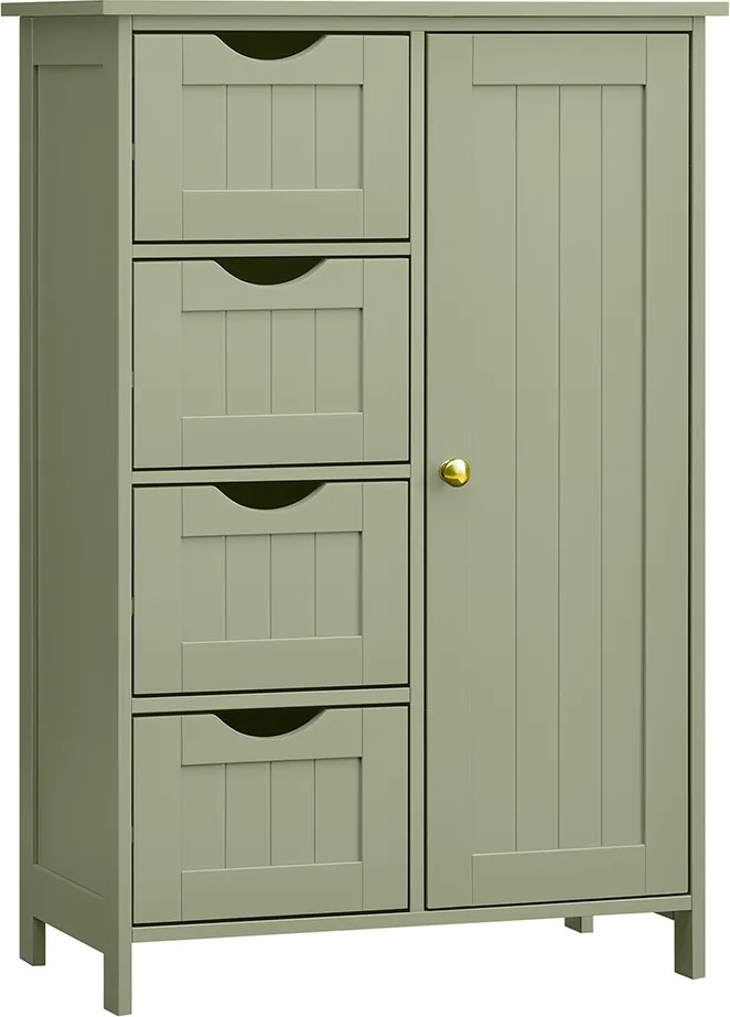 Armário de casa de banho 4 gavetas 30 x 55 x 82 cm verde floresta