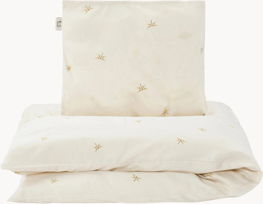 Roupa de cama em cetim de algodão Dragonfly, 135 x 200 cm + 1 almofada 80 x 80 cm