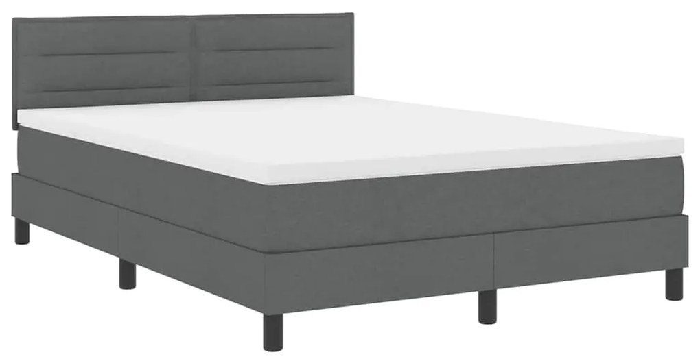 Cama Box com Colchão e LED Cinza Escuro 160x200 cm Tecido