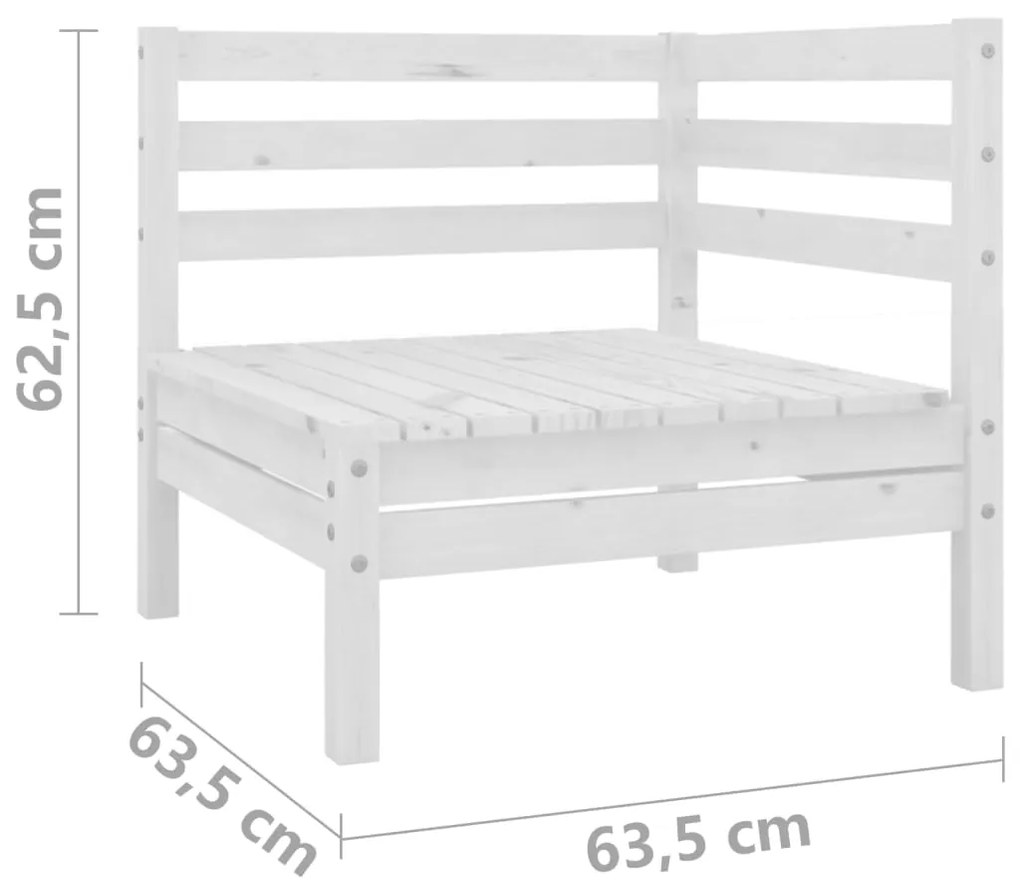 Sofá de 2 lugares para jardim pinho maciço branco