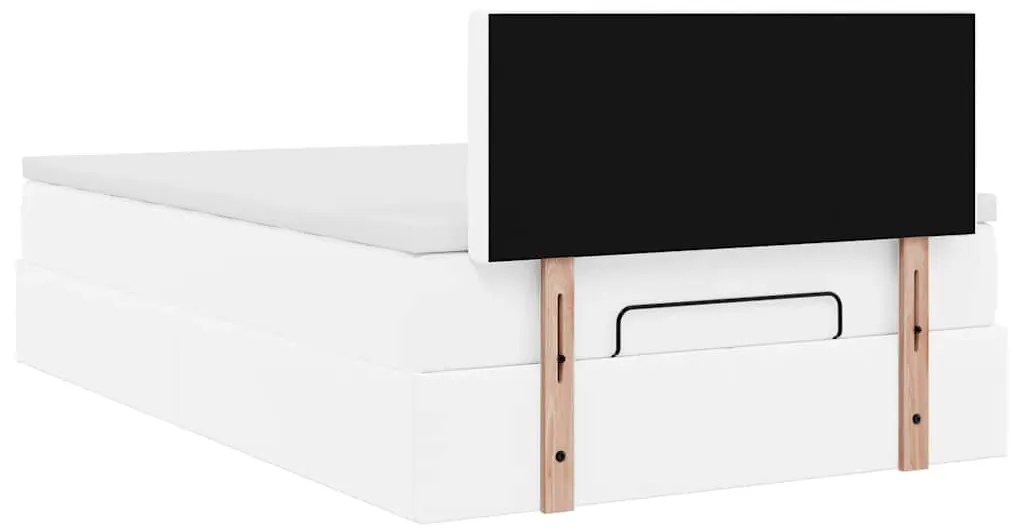 Estrutura de cama otomana com colchão 120x190 cm branco puro