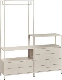 Guarda-roupa Modular Aberto Janine De 2 Peças Com Cabideiro E Gavetas Tapioca Bege - Sklum