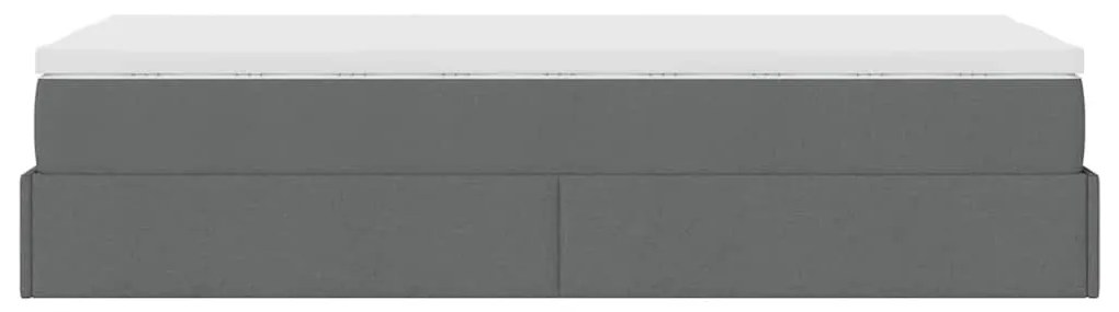 Estrutura cama otomana colchão 90x200 cm tecido cinzento escuro