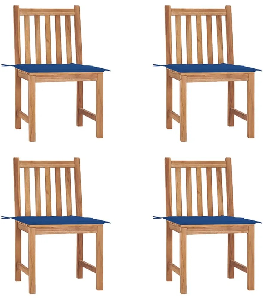 vidaXL Cadeiras de jardim c/ almofadões 4 pcs madeira de teca maciça