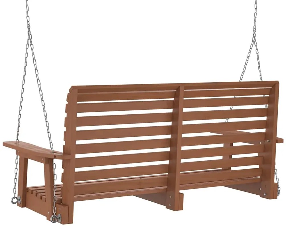 Banco de baloiço com correntes de metal abeto maciço castanho