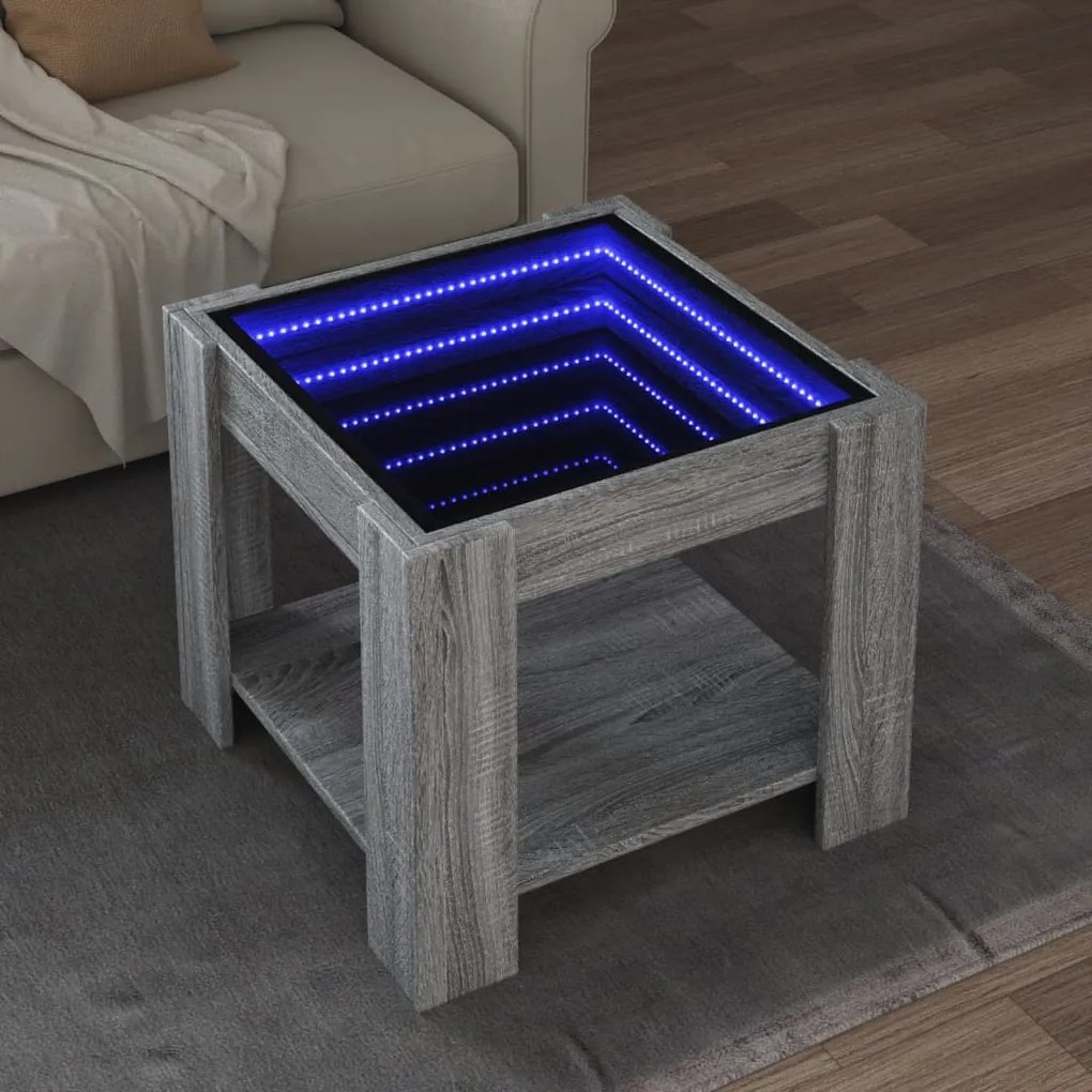 vidaXL Mesa de centro c/ LEDs 53x53x45 cm derivados de madeira