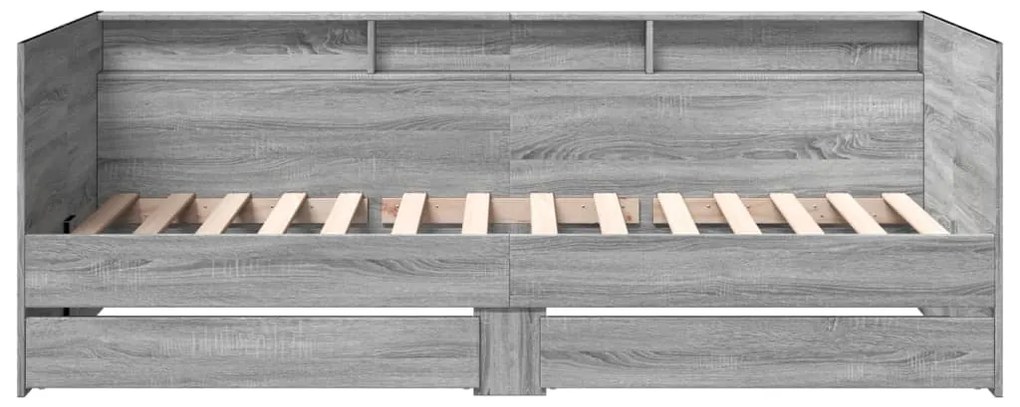 Sofá-cama com gavetas sem colchão 90x190 cm cinzento sonoma