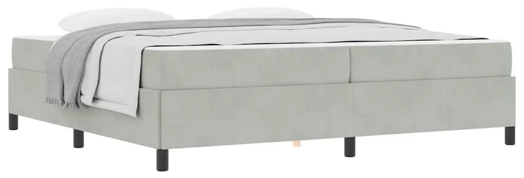 Estrutura da Cama Branco e Cinza Claro 200 x 200 cm Veludo
